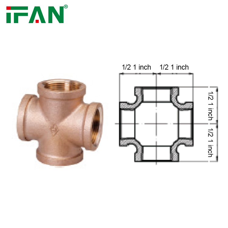 Ifan 1/2 3/4 1 Inch 4 Way Cross Bronze Pipe Fittings