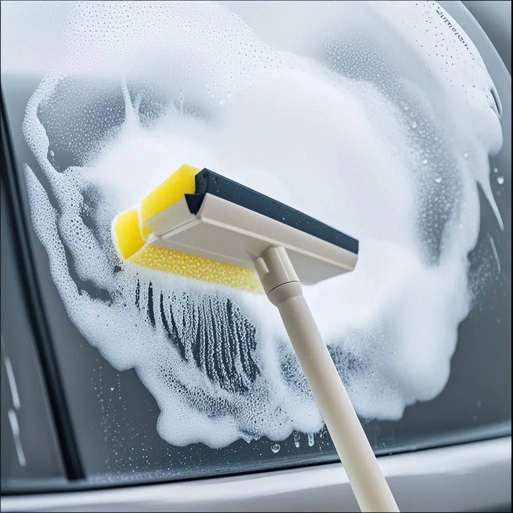 Soft Scraper Window Cleaner with Plastic Handle Window Glass Silicone Head Telescopic Sponge Cleaning Tool Squeegee