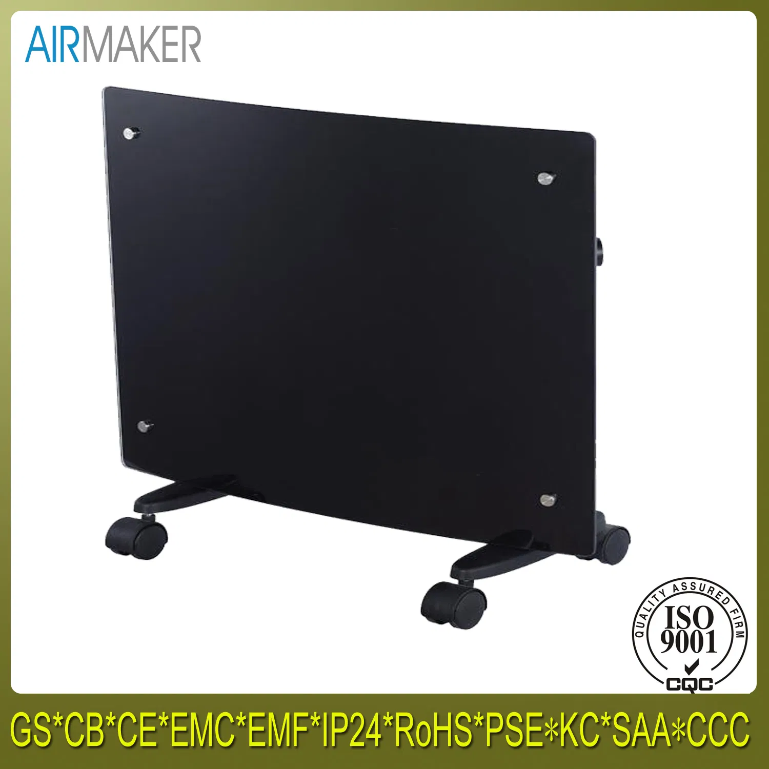 2400W Electrical Curved Portable Glass Panel Heater /Electrical Heater/Fan Heater with CE/CB/GS Approved