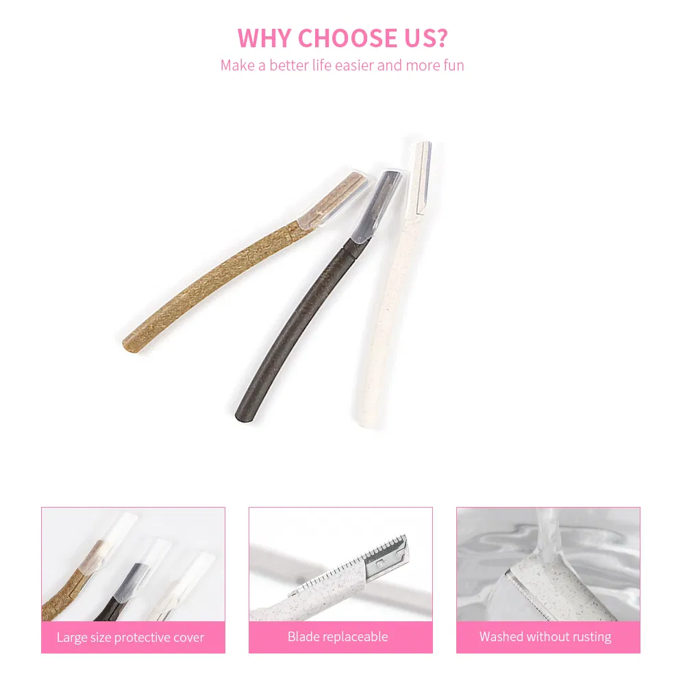 Eco-Friendly Degradable Wheat Straw Eyebrow Shaver Stainless Steel Blade Razor Facial Body Hair Remover Shaving