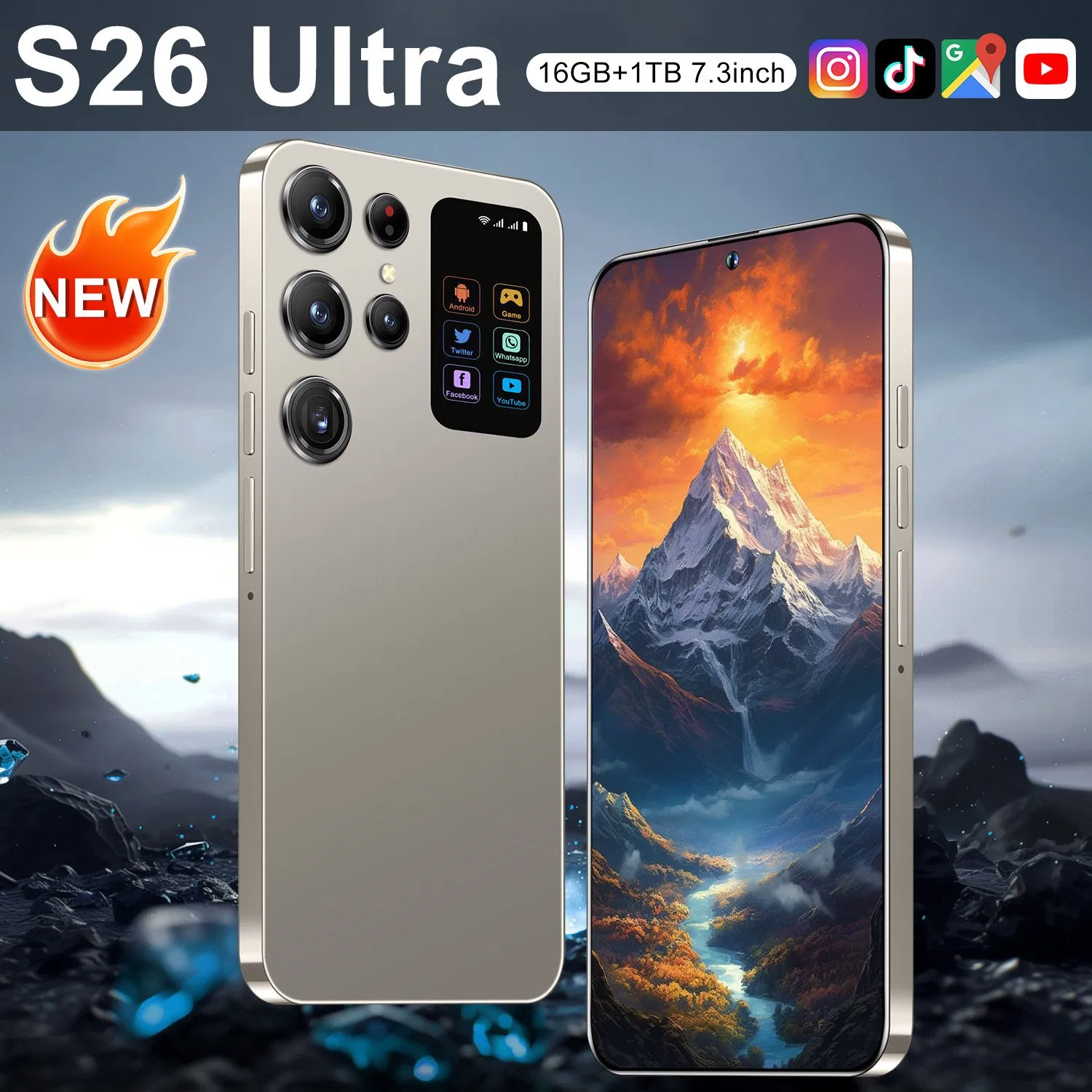 S26 Ultra, 16GB+1tb, 5g, 7.3 Inches, Mtk 6889 Processor, 72MP, 108MP, Android 14 Smartphone, Built-in Stylus, High Performance S