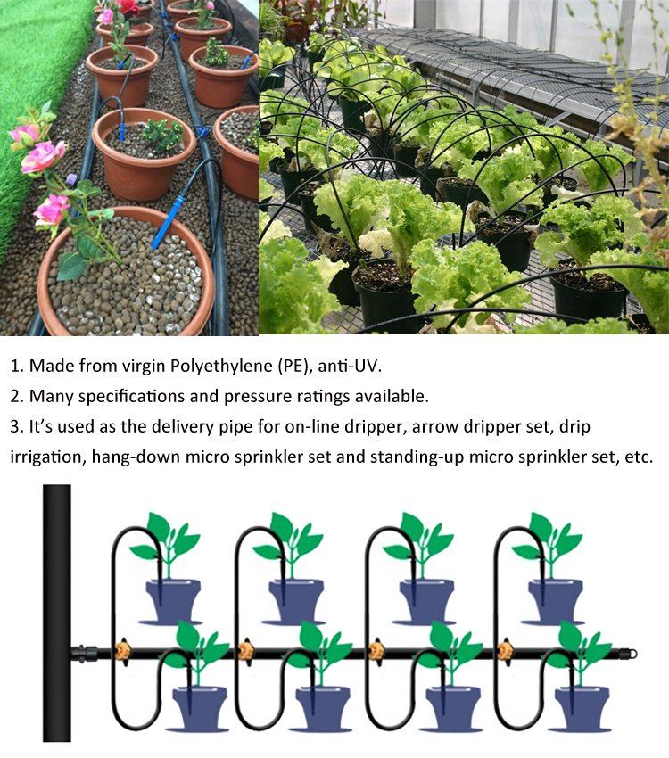 Flexible Plastic Garden Irrigation Tube Pipe for Micro Sprinkler