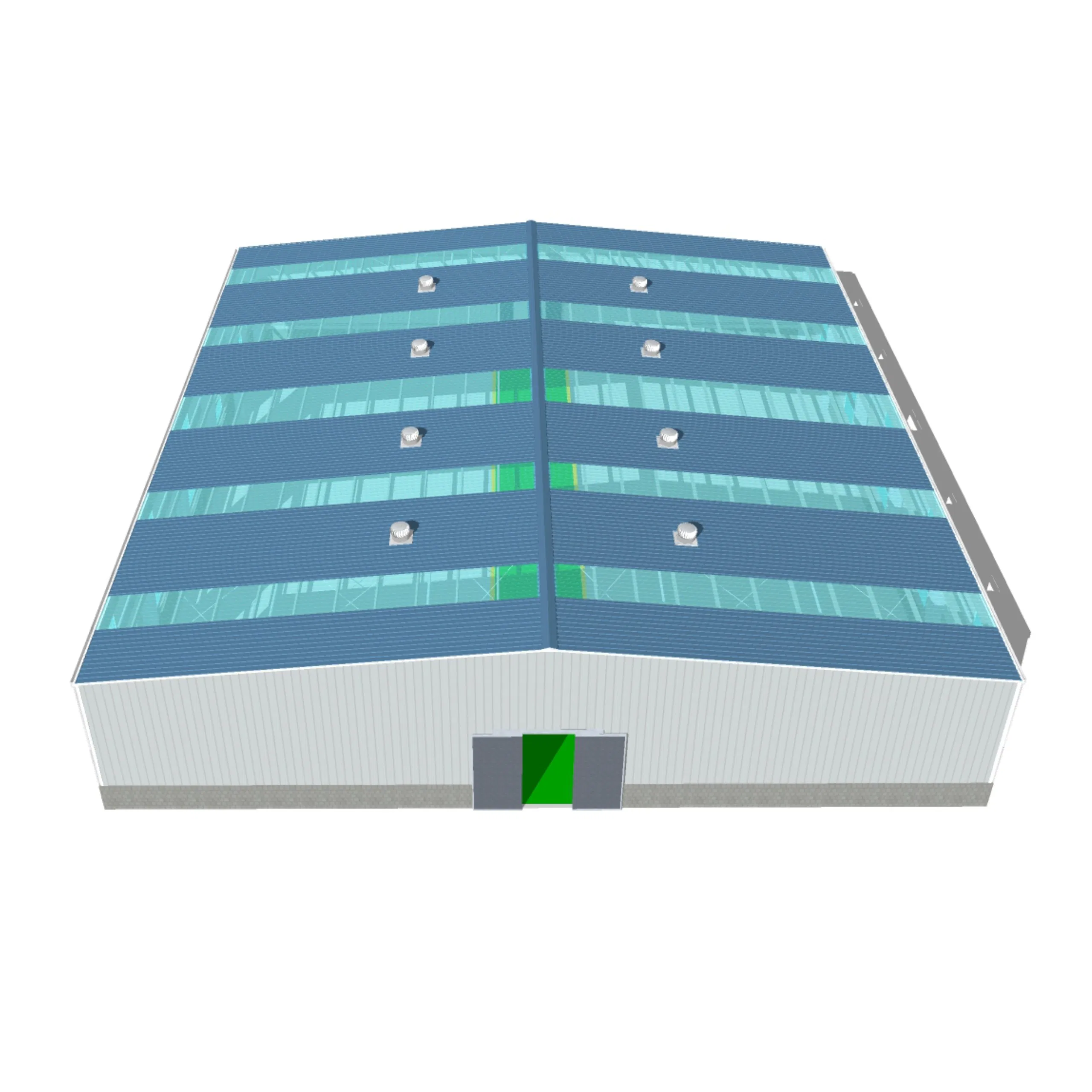 36mx32m Prefabricated Middle Size Light Weight Steel Structure Warehouse Building with Skylights and Natural Ventilator