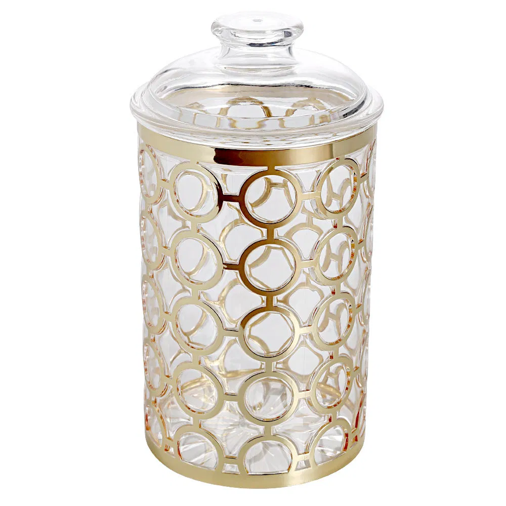 Large 1200ml Gold-Rimmed Plastic Food Storage Jars for Dry Food