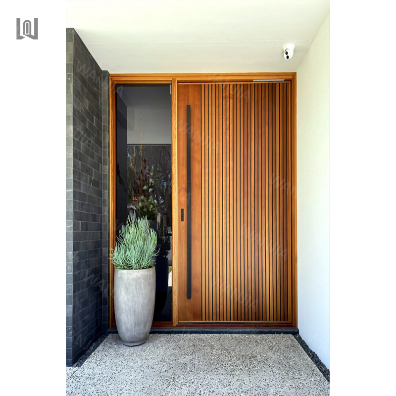 Fast Delivery Modern Wooden Exterior Glass Pivot Wooden Front Doors
