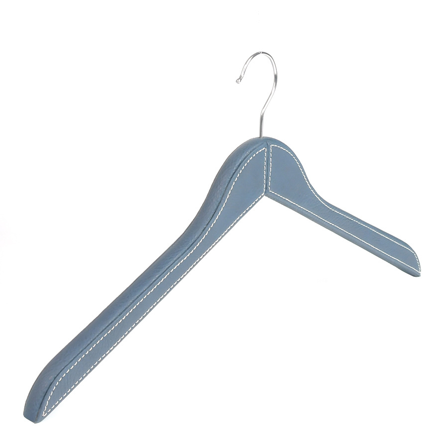 High-End Leather-Wrapped Coat Hanger, Rodless, Solid Wood, Non-Slip, and Mark-Free.