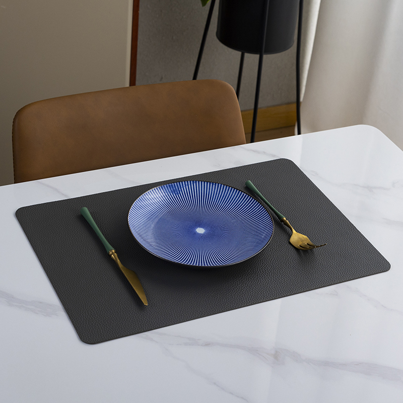 High Quality Waterproof PVC Leather Place Durable Plate Mats Dining Table Mats Faux Leather Dinner Plate Mat
