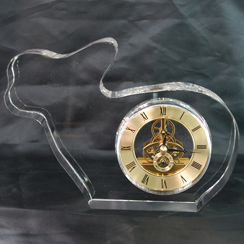 Rabbit Shape Crystal Glass Gold Clock Gifts for Kids Room