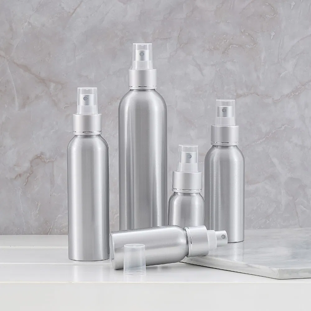 Refillable Empty Perfume Aluminum Mist Spray Bottle 50ml 100ml 120ml Silver Atomizer Cosmetic Bottles