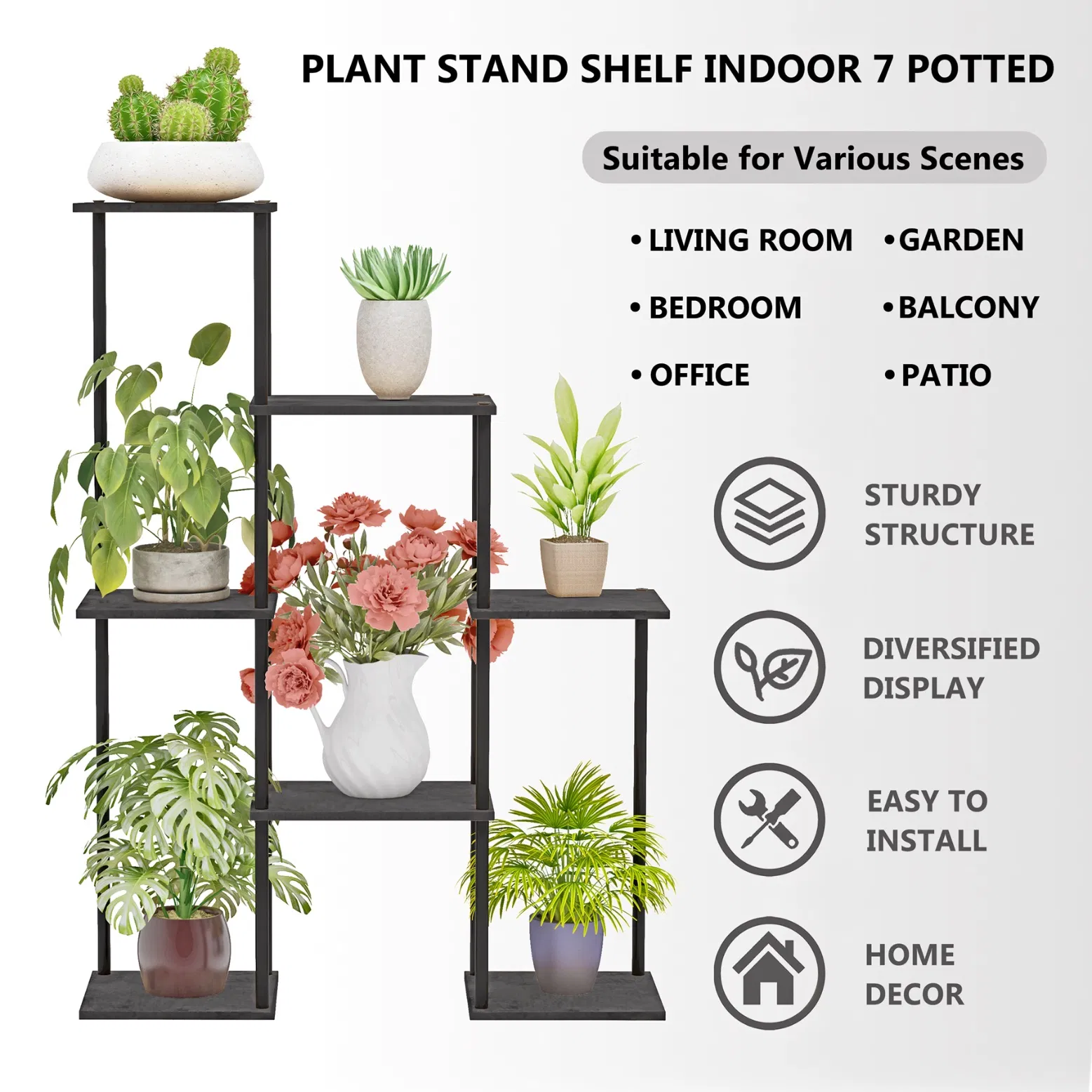 Indoor Multi Tier Corner Plant Pots Rack Flower Stand for Living Room
