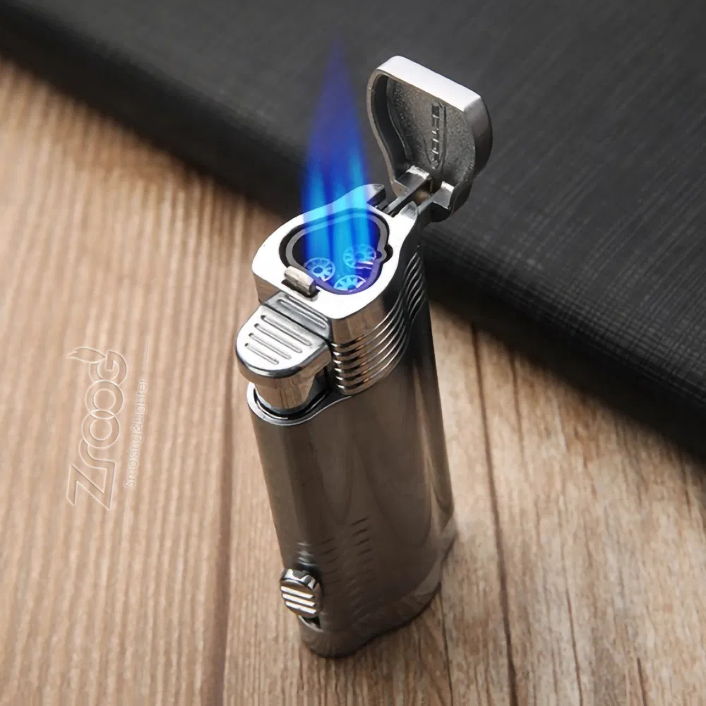 Torch Lighters with Cutter Set Triple Jet Flame Lighter with Punch Butane Refillable