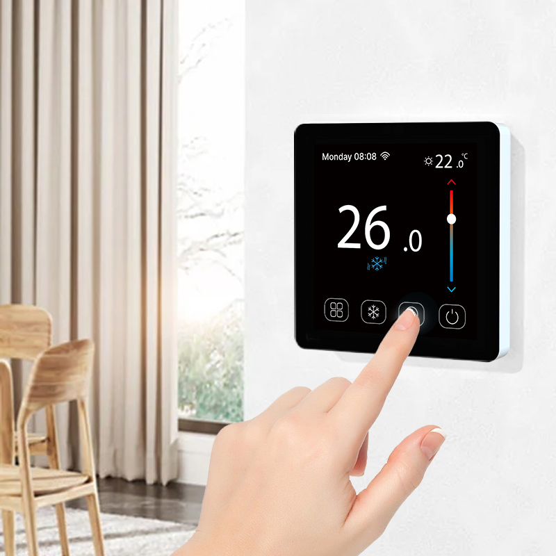 New Developed Glass Surface Color Touch Screen Room Thermostat for Underfloor Heating/Cooling