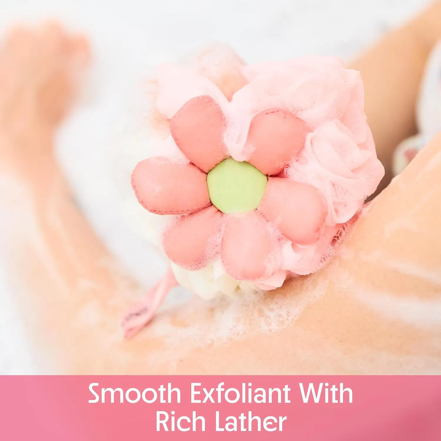 Mesh Pouf Flower Shaped Cute Bath Loofah Sponge for Women