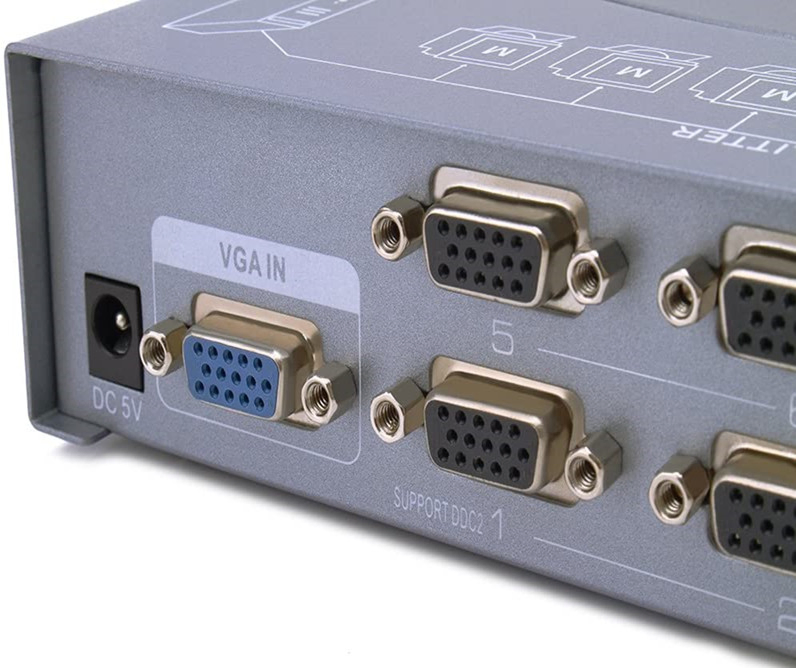 Разветвитель VGA 1x8, 1080P, с блоком питания