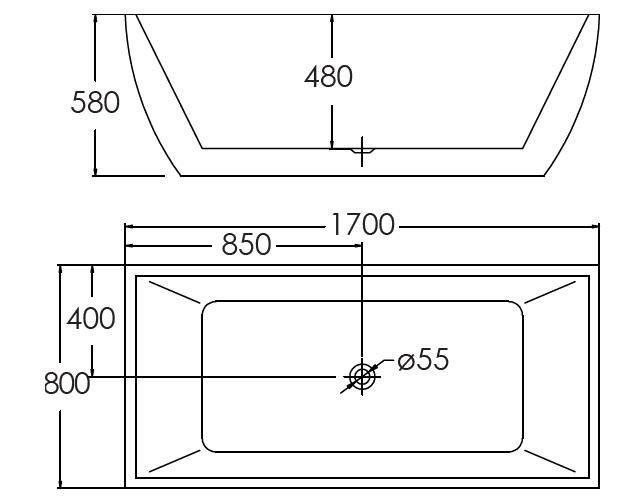 Белая акриловая угловая ванна
