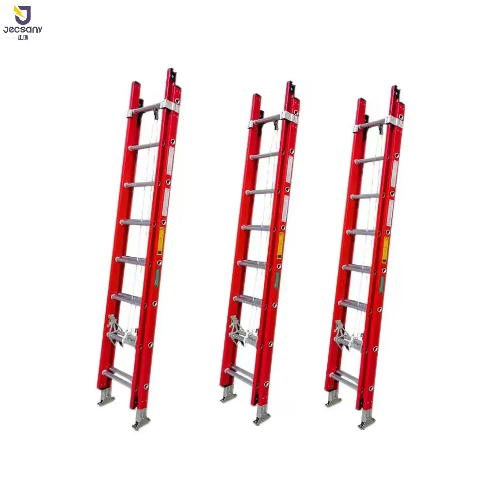 Customisation Fiberglass Extension Ladder FRP Ladder 24FT 28FT 32FT 36FT 40FT for Construction Sites and Electrical Maintenance