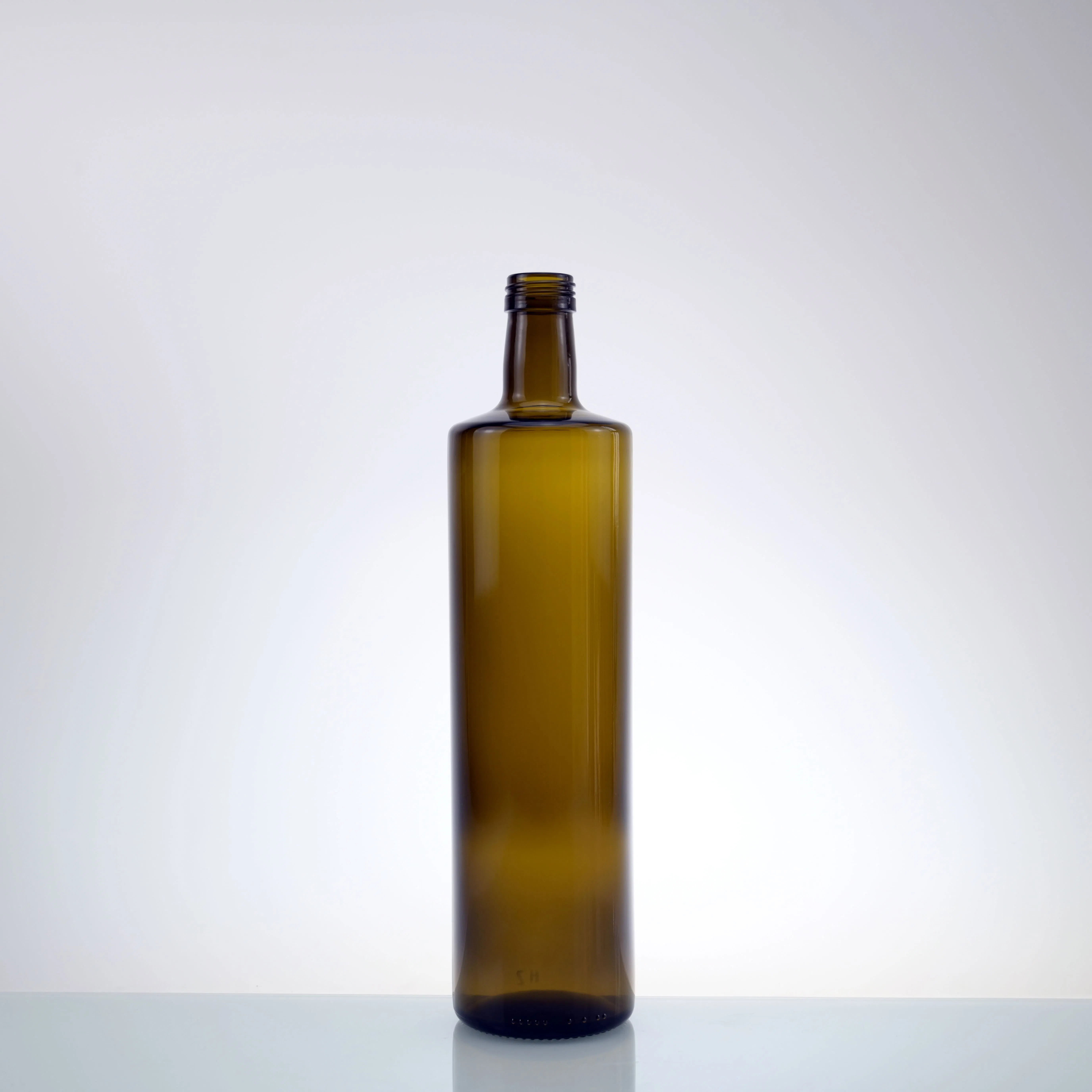 Empty Round 1000ml Classic Antique Green Glass Olive Oil Bottles Glass Containers with Screw Cap