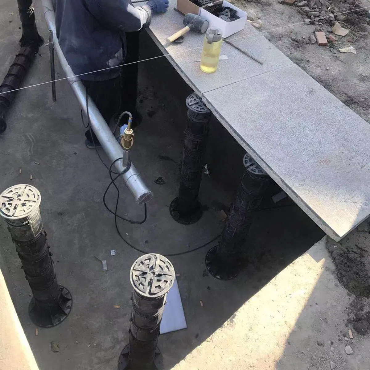 Height-Adjustable Faux Stone Pedestal for Modern Home Decor