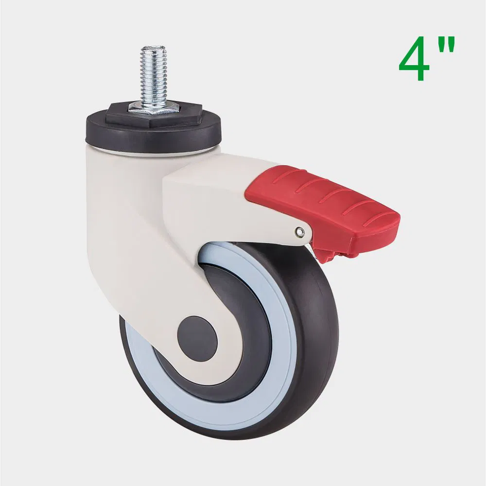 4 Inch Red TPR Medical Swivel Caster Wheel, Suitable for Hospital Beds