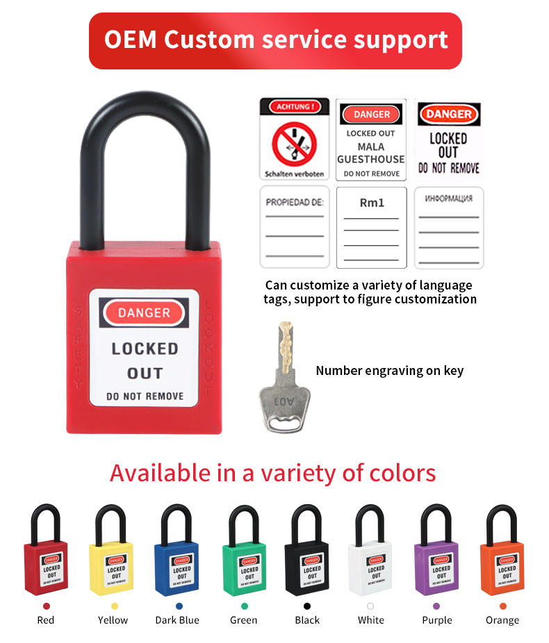 Qvand 38mm Nylon Shackle Safety Lockout Padlock for Safety Lockout