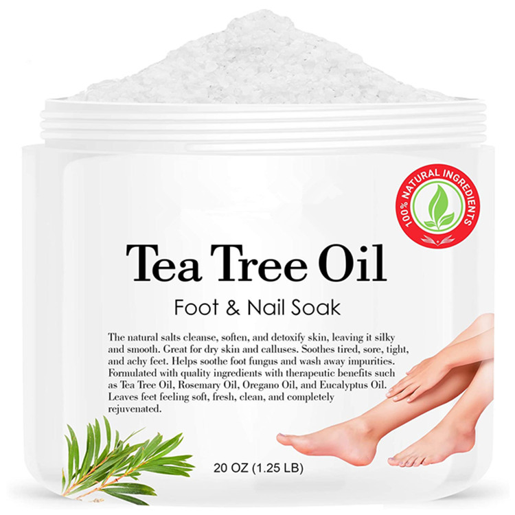 100% Natural Tea Tree Foot & Nail Soak for Dry Cracked Feet with Epsom Salt
