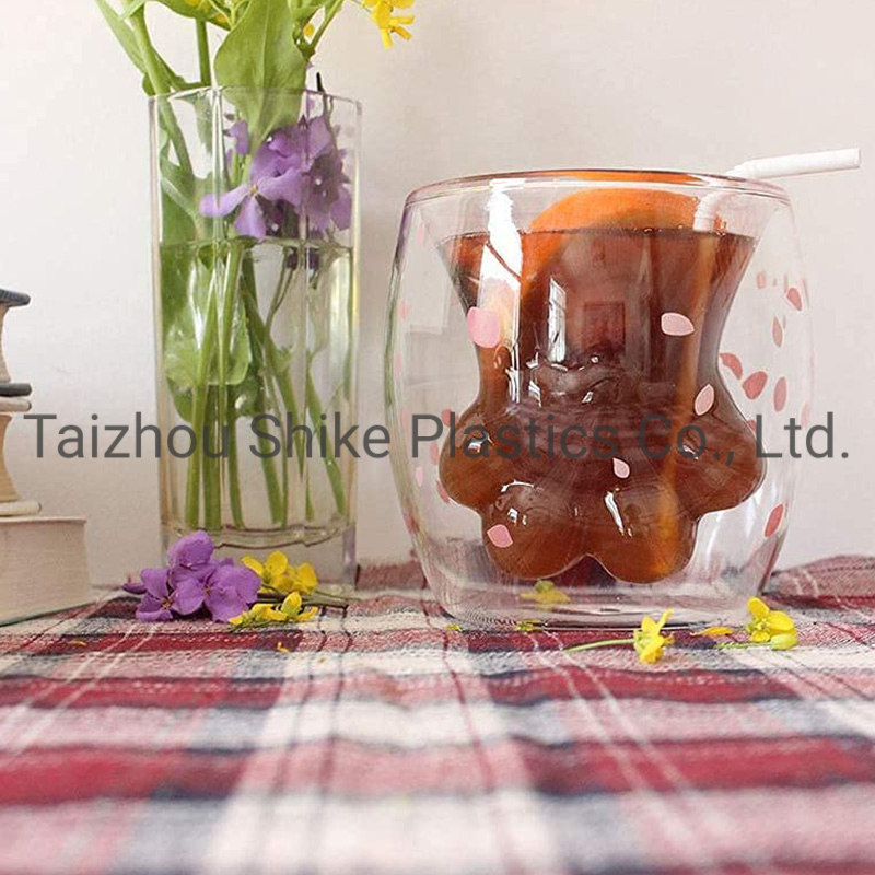 Стеклянная кружка с кошачьей лапкой, двойные стенки