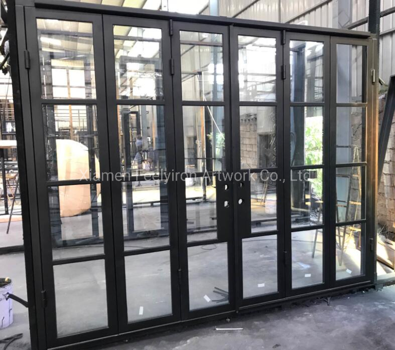 French Style Thermal Break Interior Exterior Wrought Iron Double Door