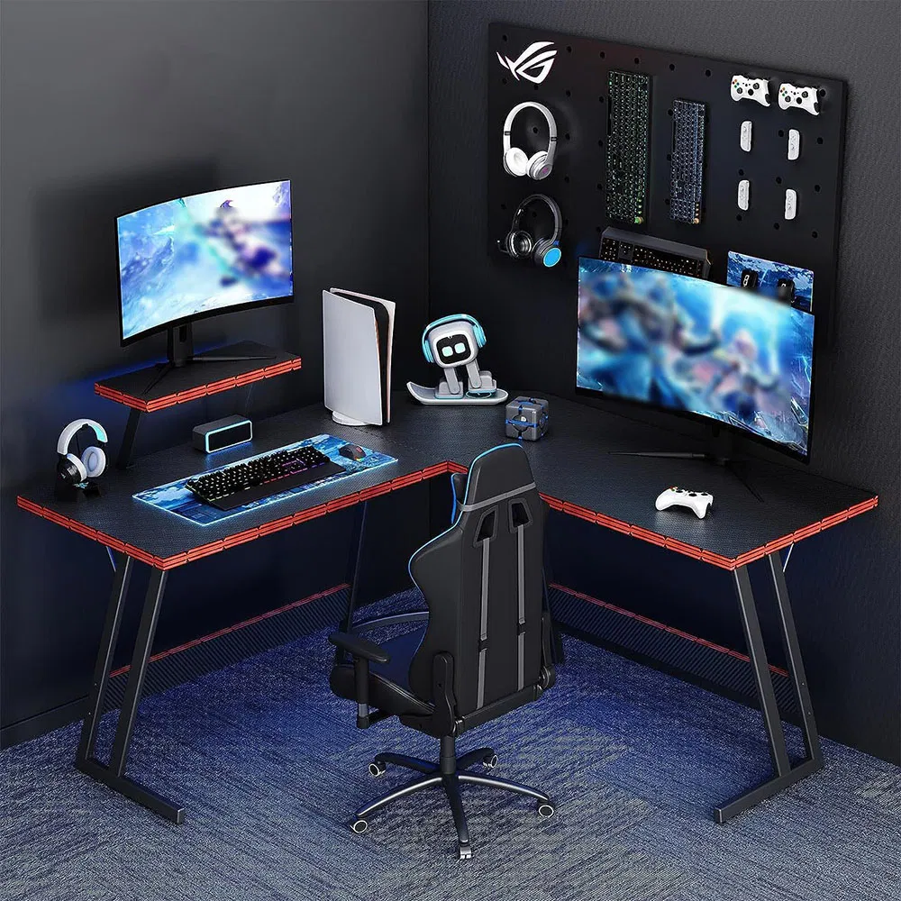 High Quality Storage Stylish L Shaped Gaming Desk Computer Corner Table with Monitor Stand