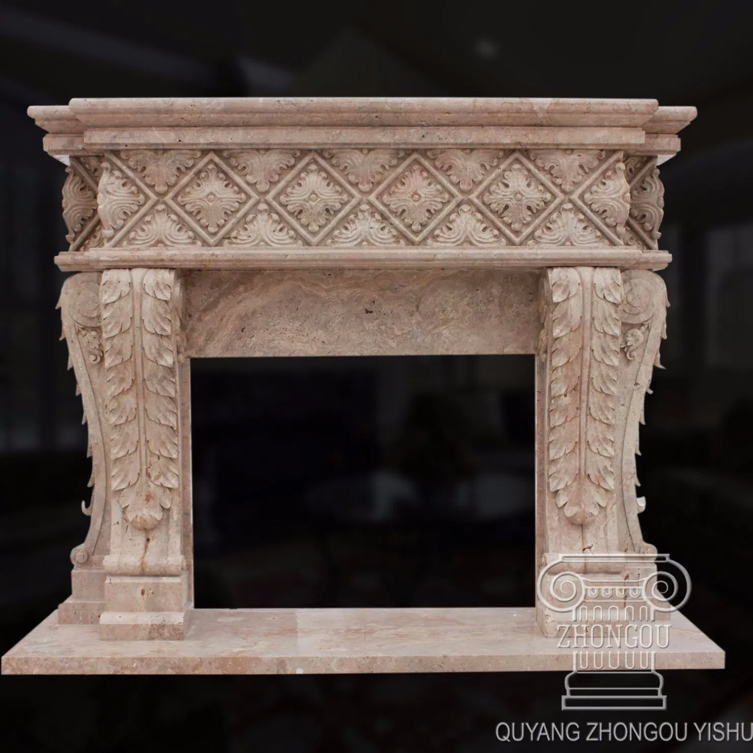 Gorgeous European Style Hand Carved Marble Fireplace Mantel