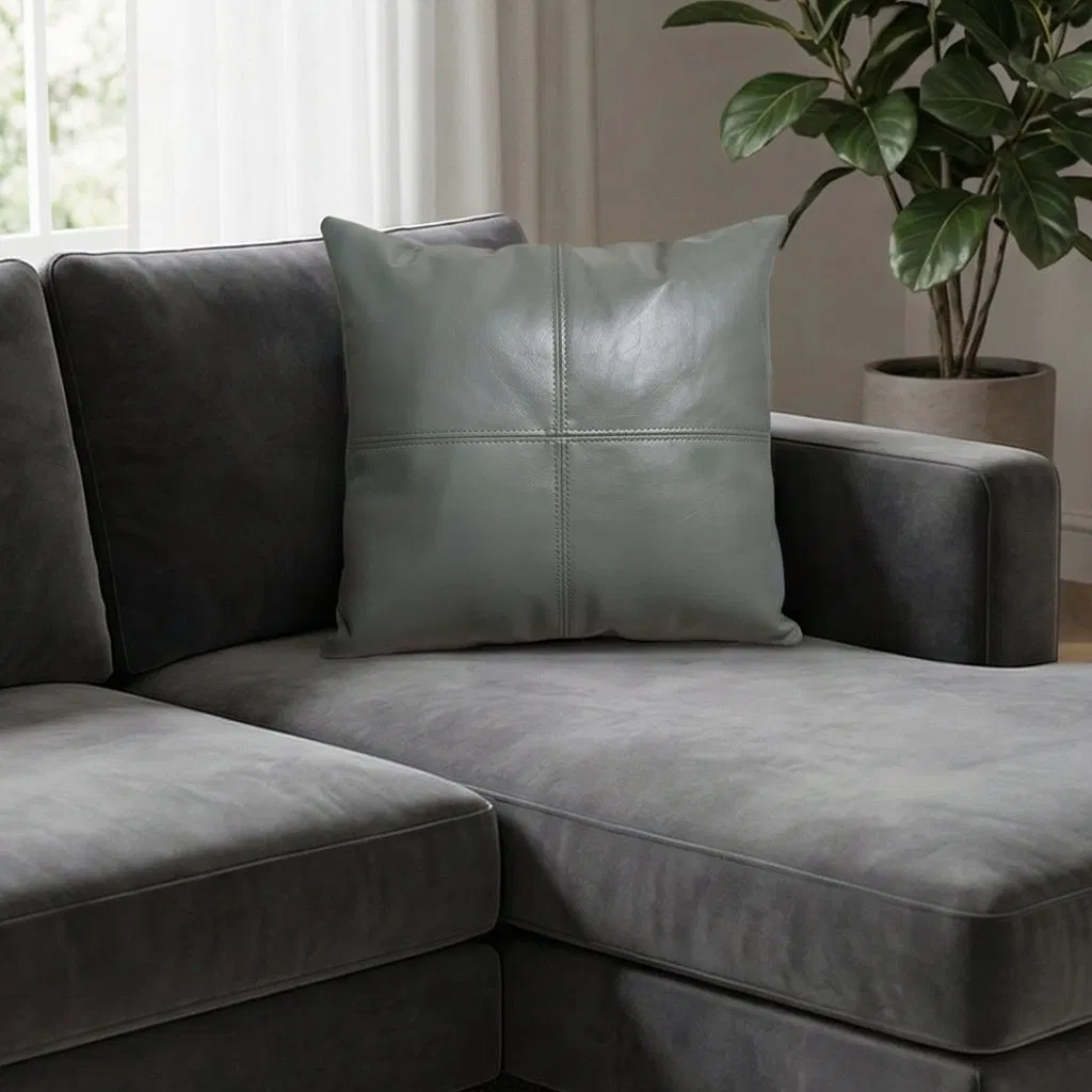 Vintage Full Genuine Leather Patchwork Decorative Backrest Cushion Hug Pillow