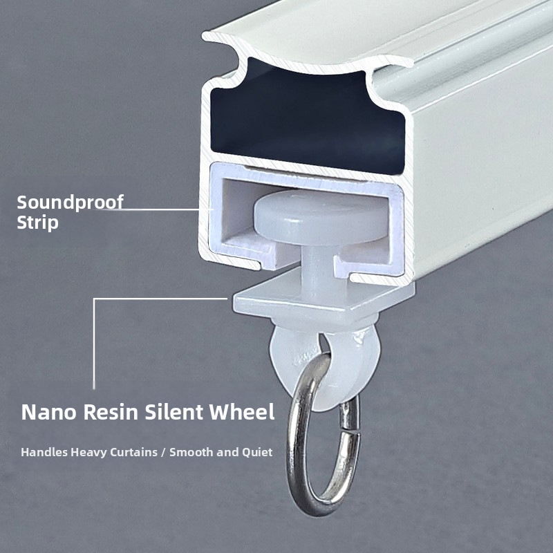 Customizable Silent Dual-Track Aluminum Curtain Rail for Top-Mounted Use
