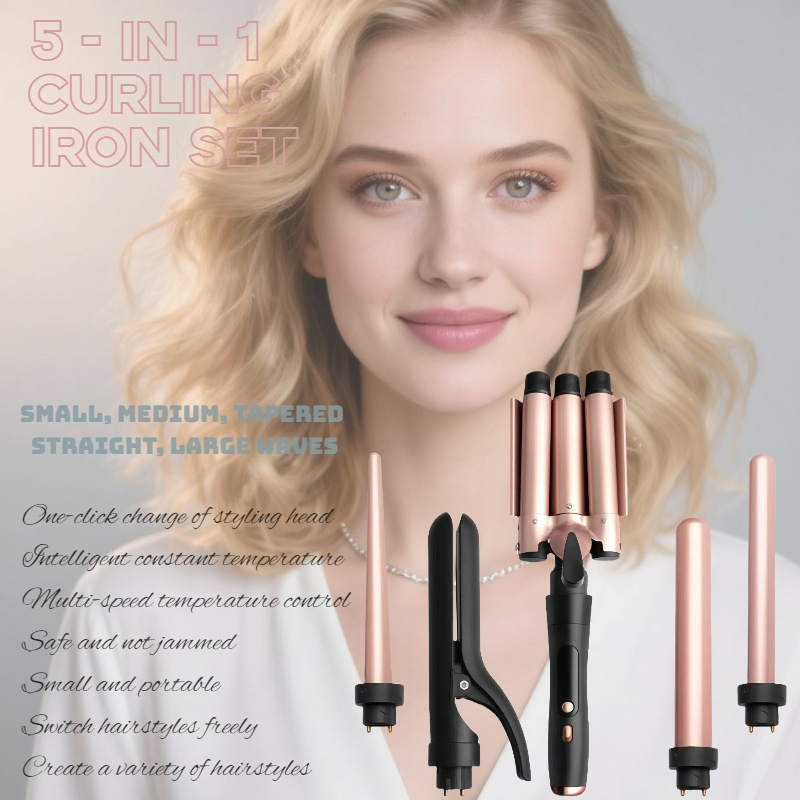 Salon-Grade Effect Complete Multi-Size Styling Accessories Curling Iron Set