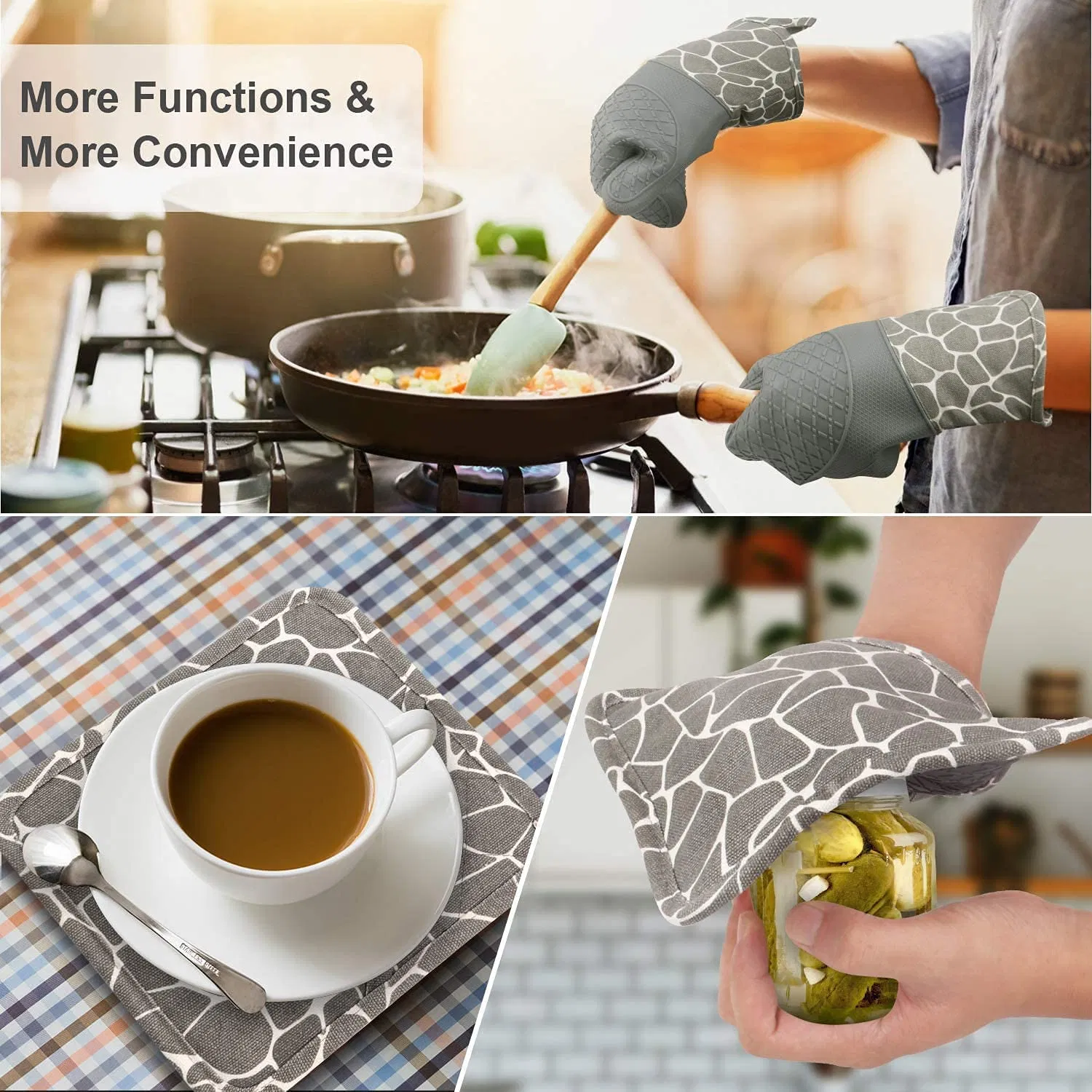 Heat Insulation Cotton Baking Household Non-Slip Oven Glove Set