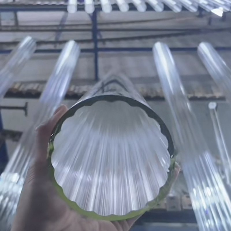 Fluted Reeded Glass Tube Borosilicate 3.3 Inner Ribbed Glass Tubing with Holes for Glass Lampshade