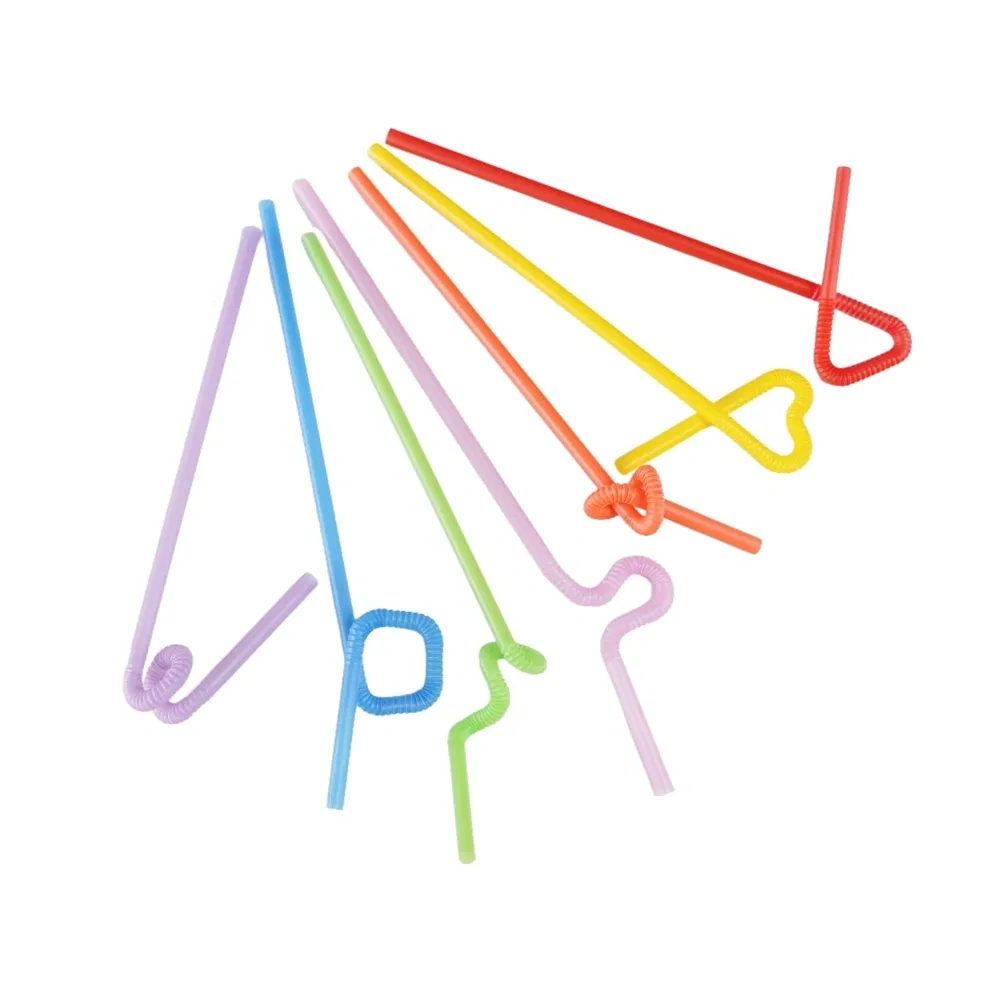 Healthy and Safe OEM ODM Custom Colored Plastic Flexible Artistic Drinking Straws