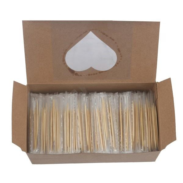 Wood Toothpick Biodegradable Cello Toothpick OPP Plastic Bag Individual Packing Cello Plastic Wrapped Bambootoothpick