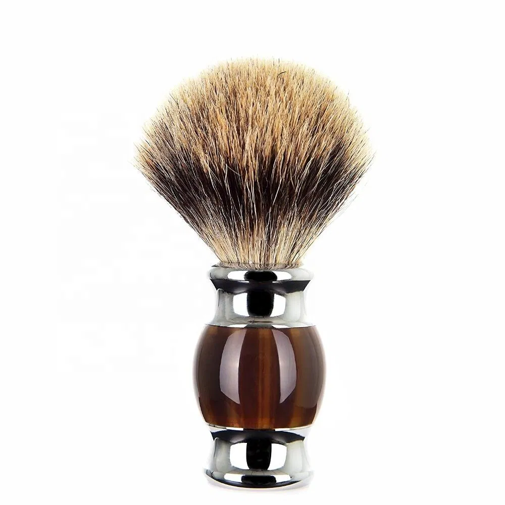 Wholesale Custom Logo Silver Tip Badger Shaving Brush Toothbrush Beard Brush with Metal Handle Shaving Brush