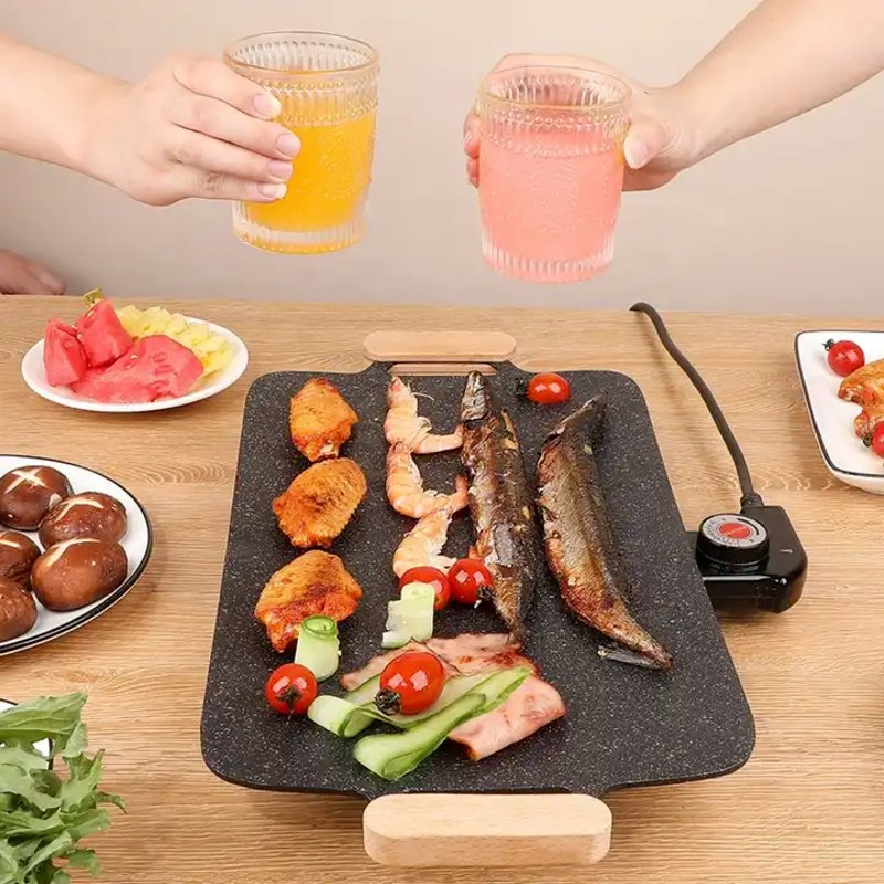 Food Grade New Style Non-Stick Smokeless Flat High Quality Indoor Electric BBQ Grill Pan