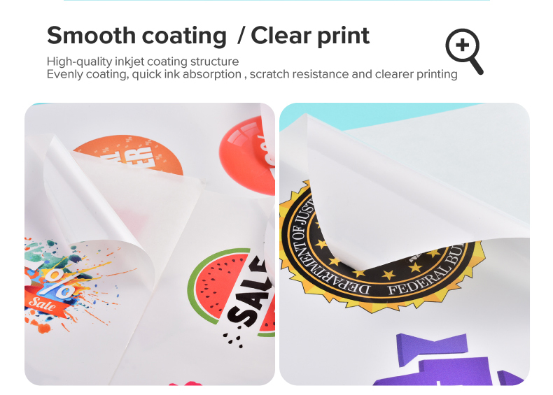 A4, OEM Polyester Rightint Carton Glossy Sticker Paper Printable Pet