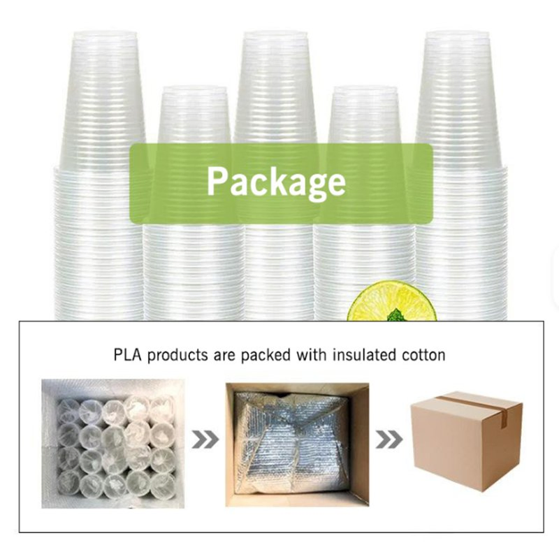 Custom Compostable Transparent Cups Biodegradable Plastic PLA Cups with PLA Lid