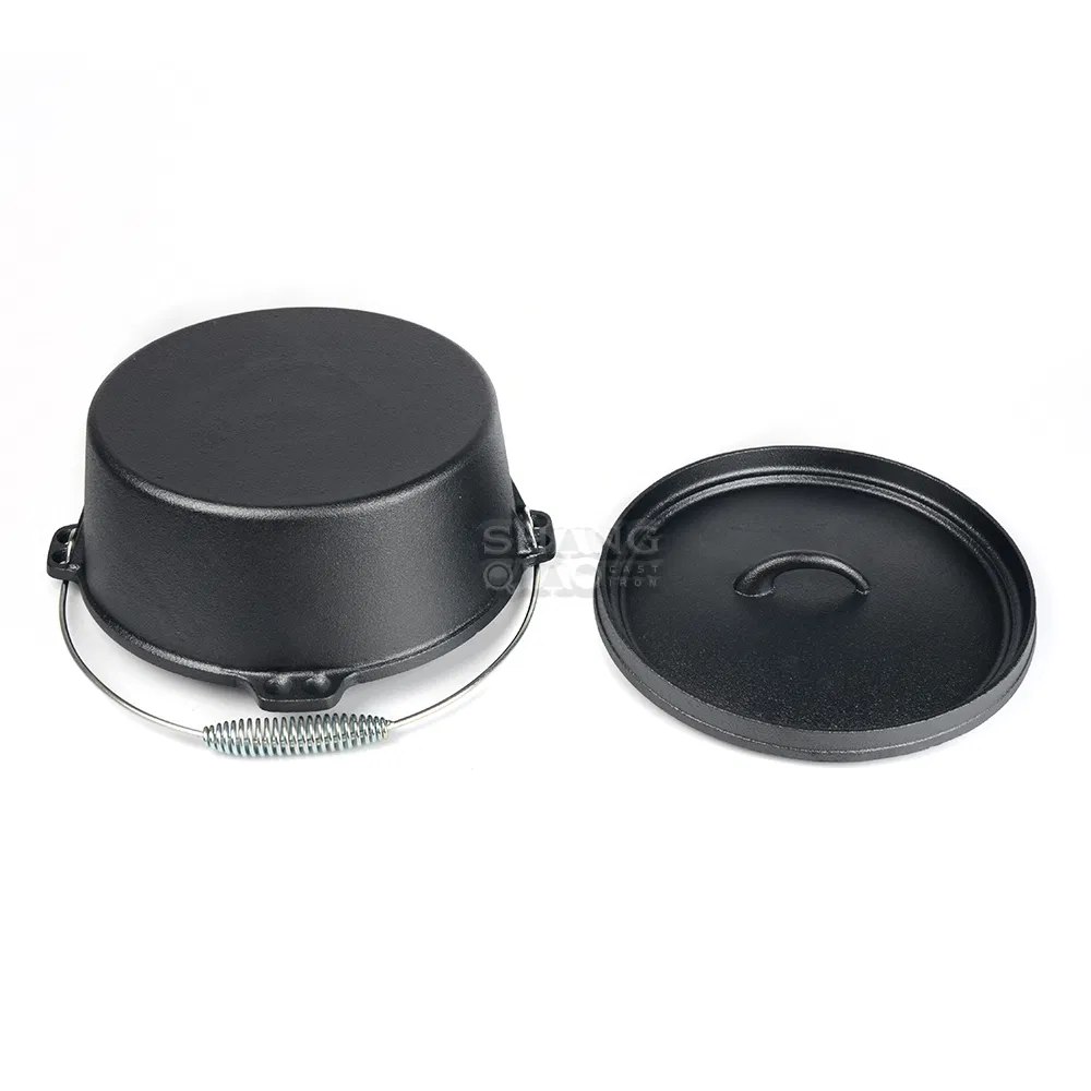 Чугунный казан для кемпинга с крышкой