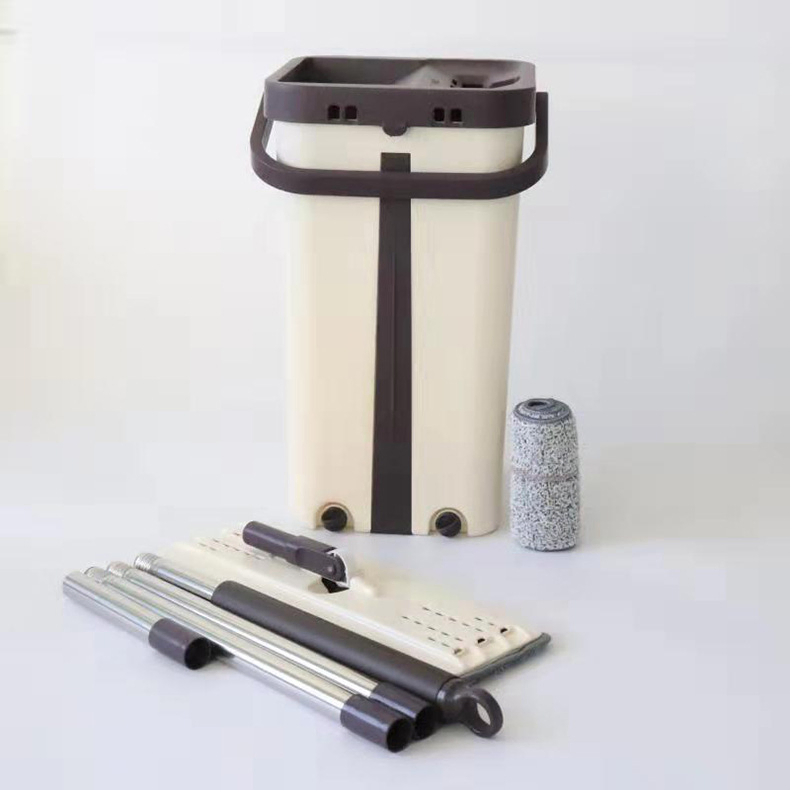 Wholesale Microfiber Flat Mop Plastic Self Squeeze Floor Cleaning Household Items Hands Free Stainless Steel Mop with Bucket Set Spin Mop