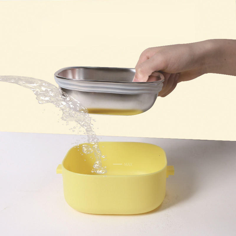 Stylish Kids Lunch Box with Double-Layer Plastic Food Storage