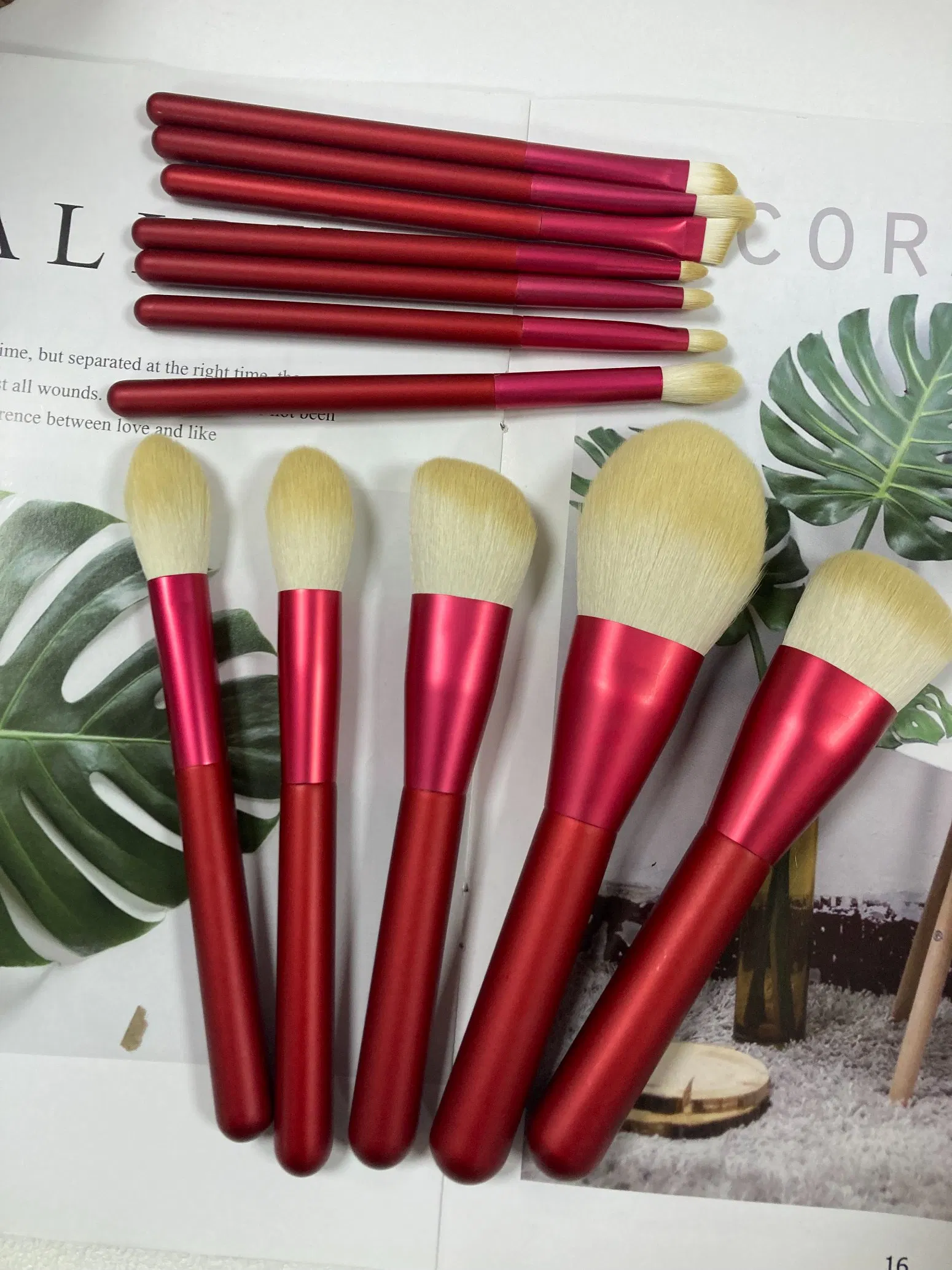 New Arrival High-End 12-PCS Ruby Makeup Brush Set Red Eye Printed Powder Brush Wholesale Private Label Customization Supported