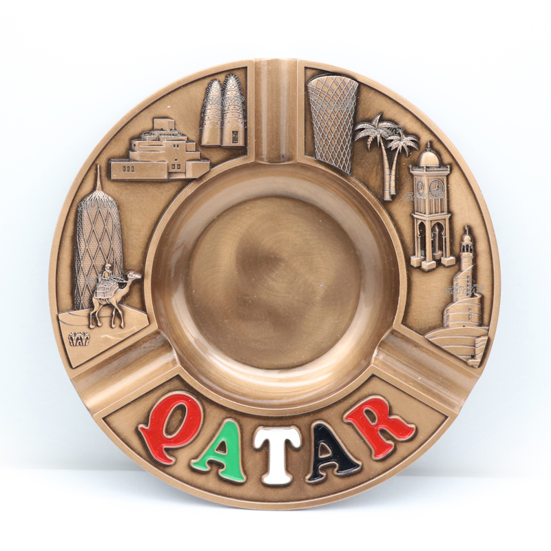 Factory Customized Logo Travel Gift Qatar Souvenir Metal Ashtray Cigar Pocket Ash Tray