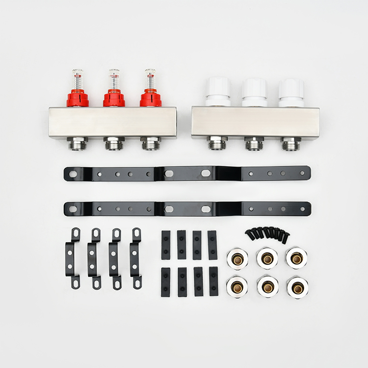 Sanipro Commercial Factory Price OEM/ODM 304 Stainless Steel 3way Flow Meter Warm Floor Central Heating Manifold Mixing Valve