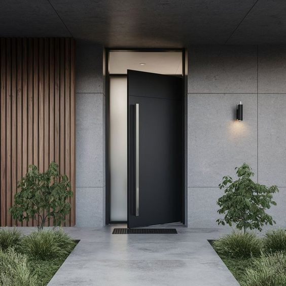 Factory Price Customized Main Exterior Entrance Entry Front Doors Metal Stainless Steel Aluminum Modern Wrought Iron Main Gate Pivot Door for House Decor