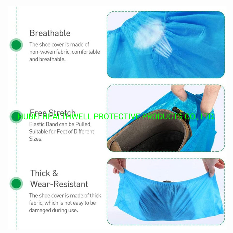 2026 Hot Sale Non-Woven Disposable Blue Color Shoe Cover with Elastic