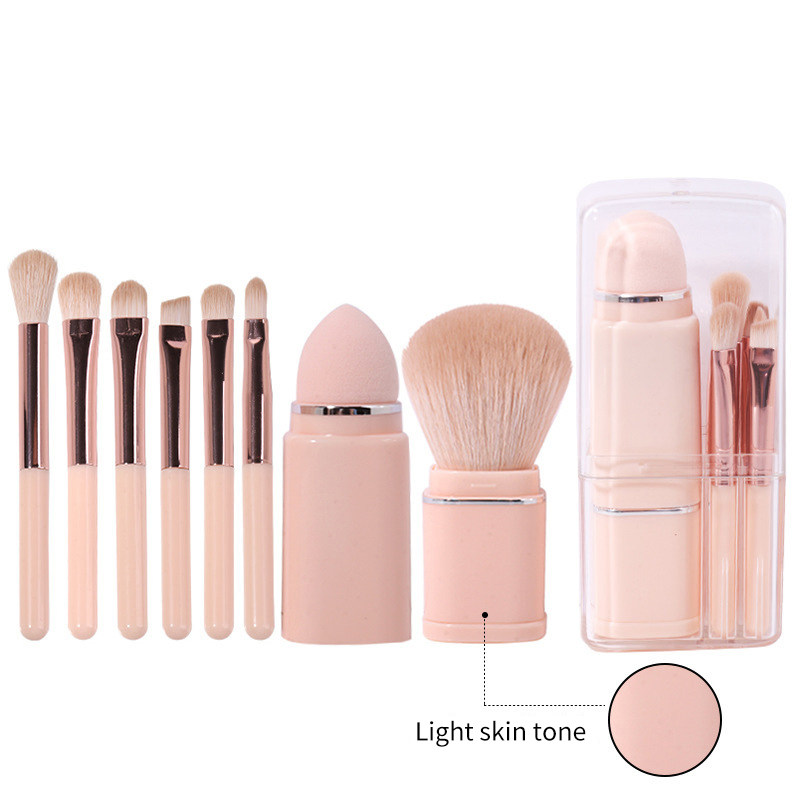 New Portable 8PCS Makeup Brush Set Powder Puff Eyeshadow Travel Set Eyebrow Brush