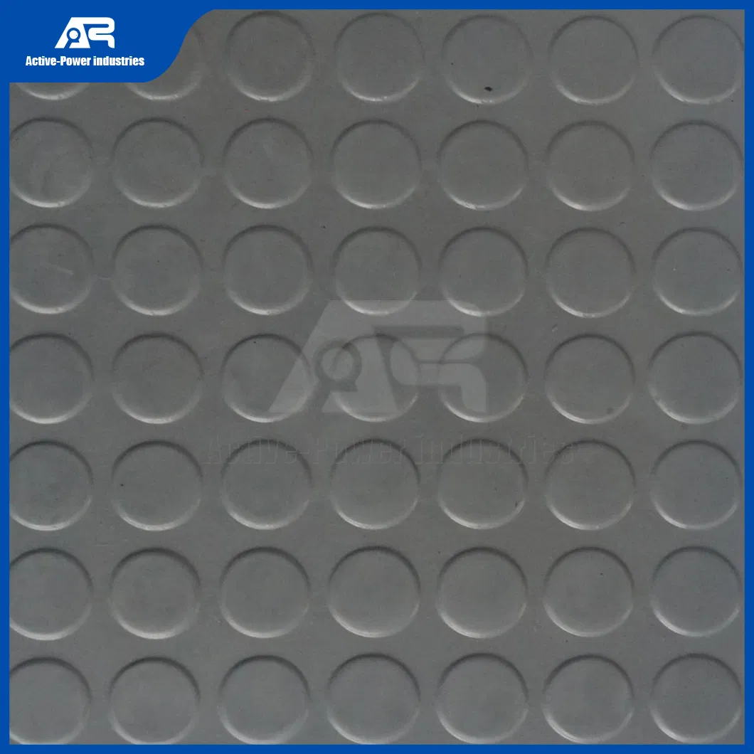 Active-Power Industries Rubber Mat Floor Distributor China Grey Color Round Button Rubber Floor Coin Rubber Flooring Mat Rubber Floor